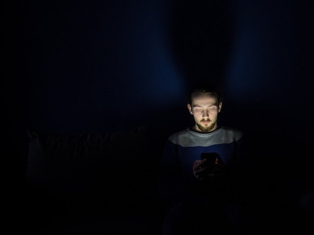 Male, Night, The Darkness, Light, Phone, Smartphone