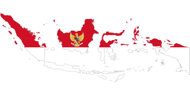 Map of Indonesia with flag coloration