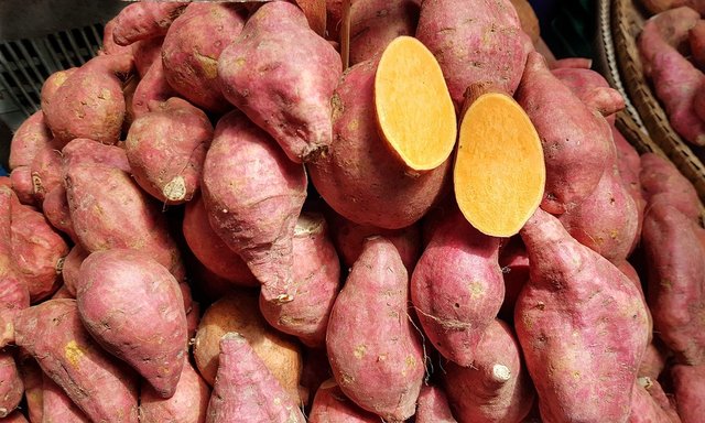 Cambodian, Sweet, Potato, Orange, Market, Marketplace