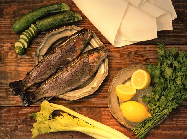 Fish Supper, Still Life, Trout, Food, Kitchen Table