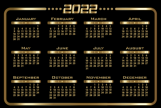 Image of a 2022 calendar from Pixabay