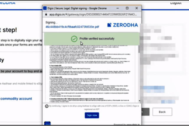 how to open demat and trading account in Zerodha? step 22