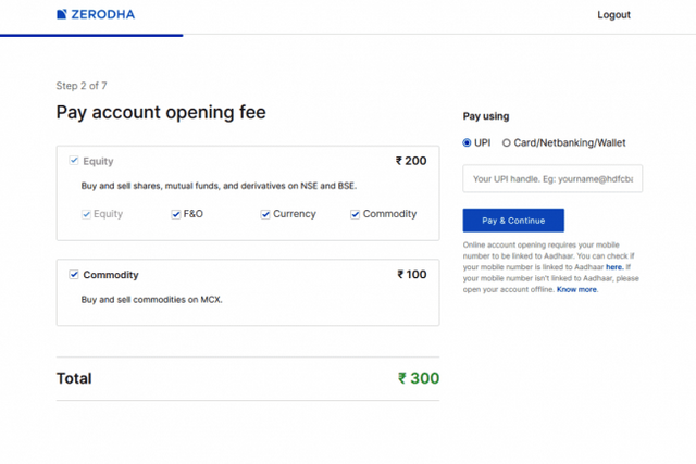 zerodha account opening process step 5