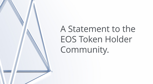 Statement to the EOS Token Holder Community - EOS SOCAL