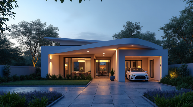 a_small_one-level_country_house_in_futuristic_style_with_a_garage_and_a_garden_there_is_a_car_in_th_1r1vuxwbxqrv0twrpk18_1.png