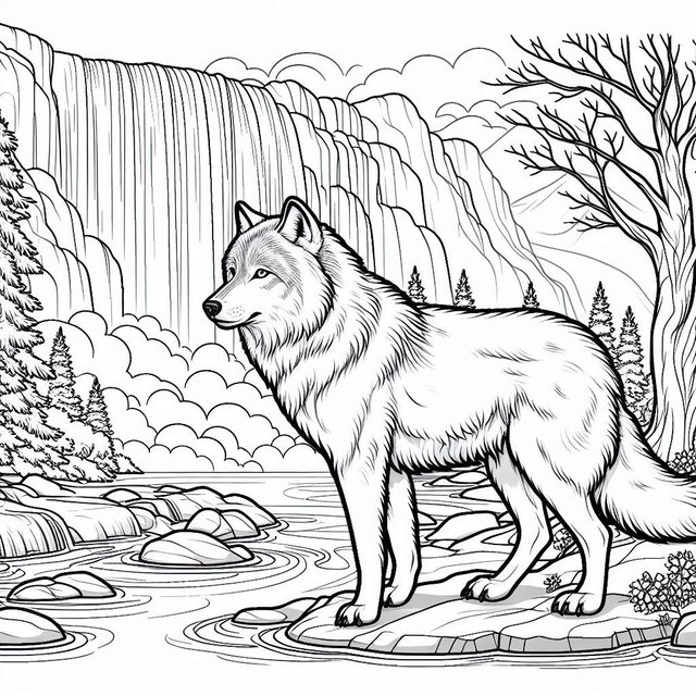 Wolf by the Waterfall Coloring Page.jpeg