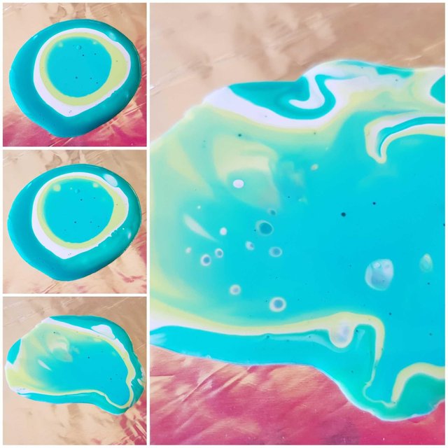 Acrylic pour using Floetrol with coconut hair serum to form the cells :  r/PourPainting