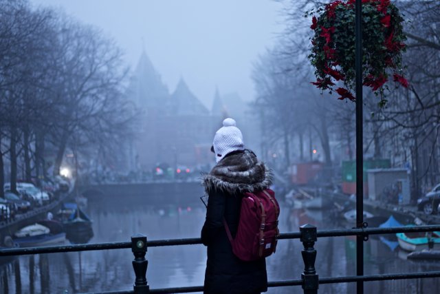 View from a bridge in Amsterdam