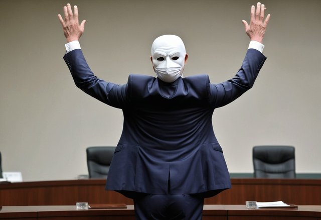 pikaso_texttoimage_A-politician-dressed-in-a-suit-wears-a-mask-and-sh.jpeg