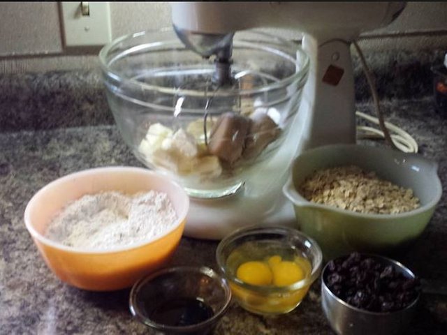 Ingredients for oatmeal raisin cookies.JPG