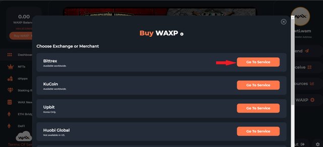 add wax to the wallet by buying from exchange.jpg