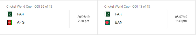 Pakistan Cricket Team World Cup 2019 Schedule 2.png