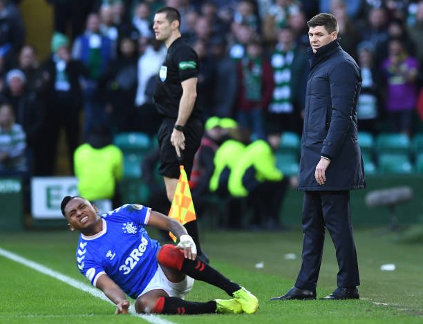 alfredo-morelos-of-rangers-reacts-infront-of-rangers-manager-steven-picture-id1196502073.jpg