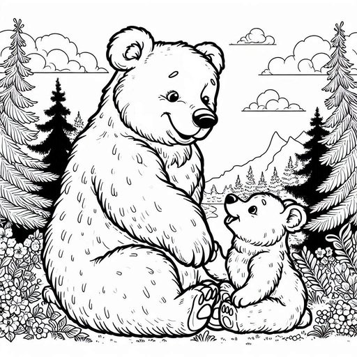 Bear and Cub in the Forest Coloring Page.jpeg