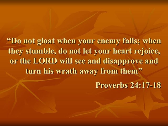 Avoid evil. Do not gloat when your enemy falls; when they stumble, do not let your heart rejoice.jpg