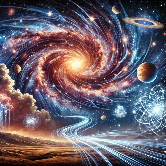 DALL·E 2024-08-17 20.50.22 - A cosmic scene depicting the vast universe, featuring a majestic swirling galaxy, radiant stars, and distant planets to illustrate the concept of ener.webp