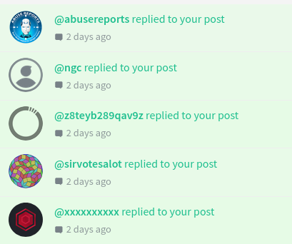 five "replied to your post" notifications