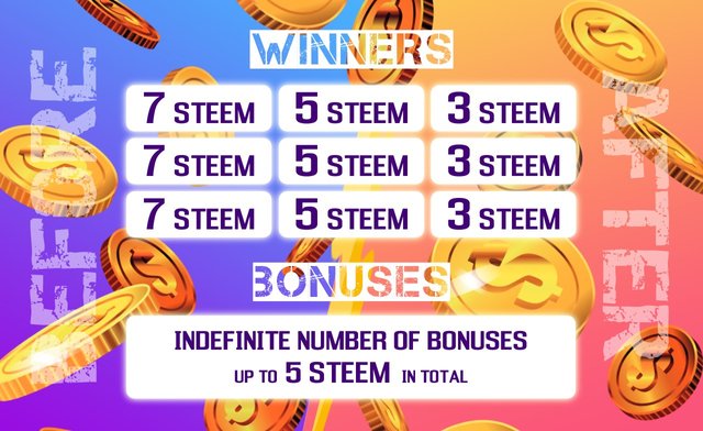 3x 7STEEM + 3x 5STEEM + 3x3 STEEM + 5STEEM of bonuses