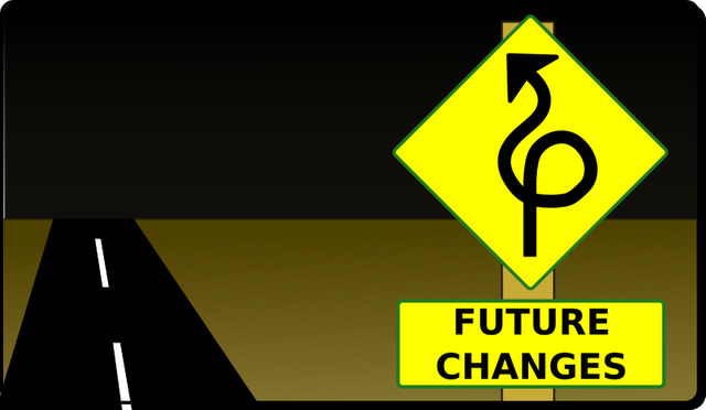 There's a sign post up ahead, its says Future Changes