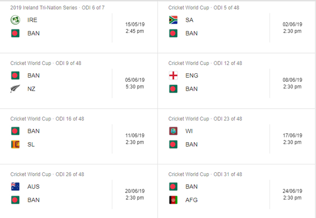 Bangladesh Cricket Team World Cup 2019 Schedule.png