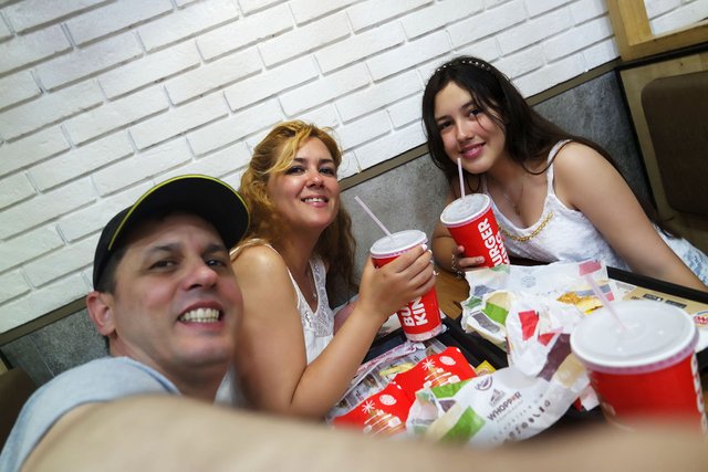 Family at Burger King for first time