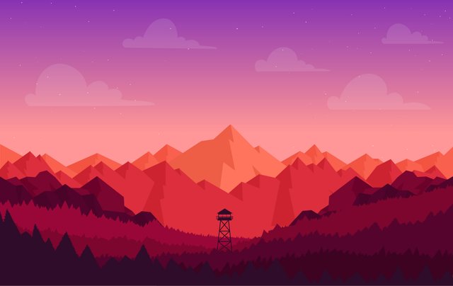 Colourful Red Landscape Illustration with planets_217363.jpg