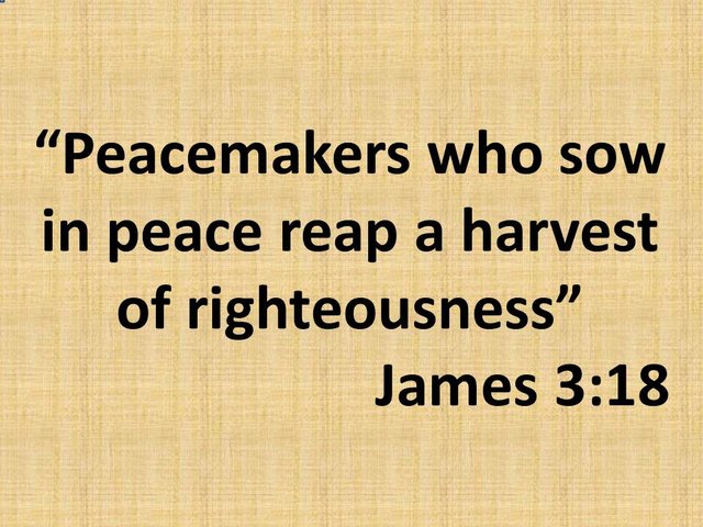 Study of the word of God. Peacemakers who sow in peace reap a harvest of righteousness. James 3,18.jpg