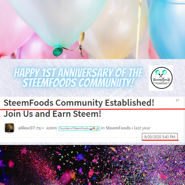 Happy 1st Anniversary of the SteemFoods Community!.png