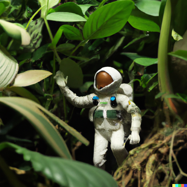 DALL·E 2023-01-03 23.39.14 - An astronaut wanders in the jungles of Africa.png