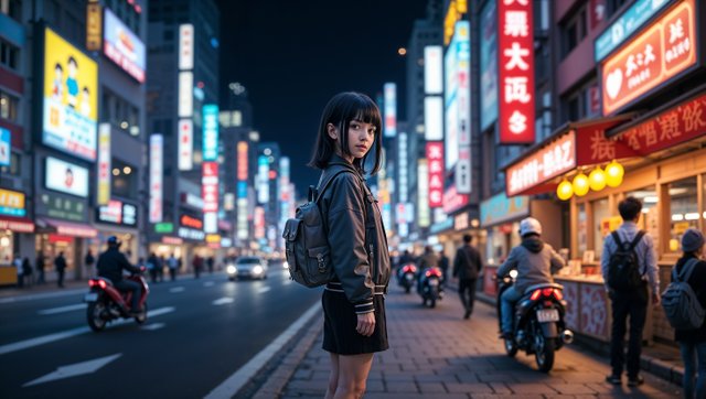 Girl on the streets of night Tokyo.jpg