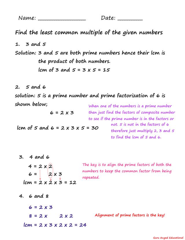 4TH GRADE MATH - FINDING LEAST COMMON MULTIPLE OF TWO NUMBERS — Steemit