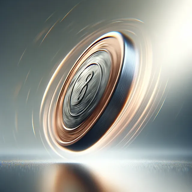 DALL·E 2024-03-09 01.23.29 - A photorealistic image of a coin spinning in mid-air, capturing the dynamic motion and the blurred edges caused by the spin. The coin is caught at the.webp