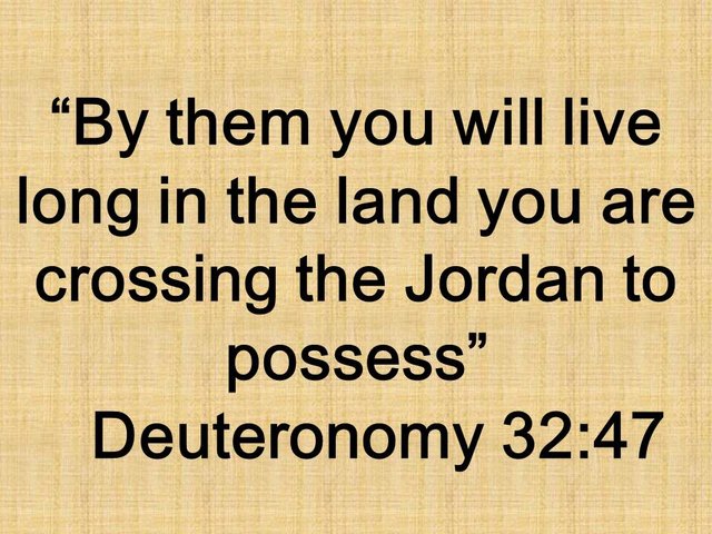 The law of Moses. By them you will live long in the land you are crossing the Jordan to possess. Deuteronomy 32,47.jpg