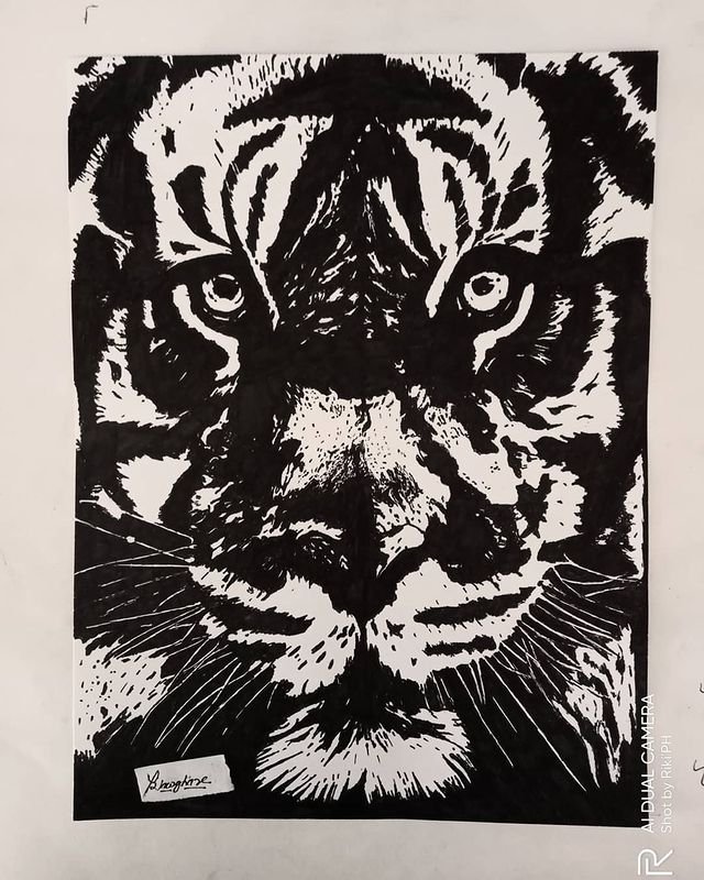 Black artwork of tiger face --_._._._➡️Follow page _riki_n2000 for More aMazing sketch ..__--give suprise to your loved ones on their birthdays. wedding anniversary_ or other occasions with realistic pencil sketch of themselves.__➡(JPG).jpg