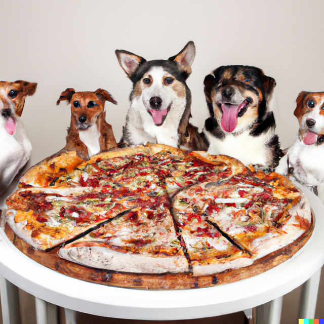DALL·E 2022-07-19 18.06.20 - A group of dogs sitting around a table with a big pizza on top.png