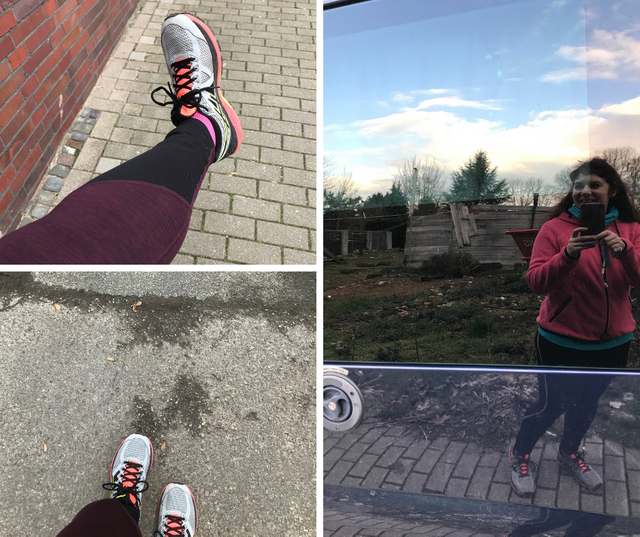 running shoes and woman