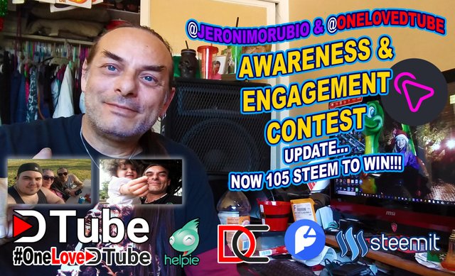 The @jeronimorubio @onelovedtube Collaboration Awareness and Engagement Contest UpDate - There is 105 #steem in the Prize Pool Now.jpg