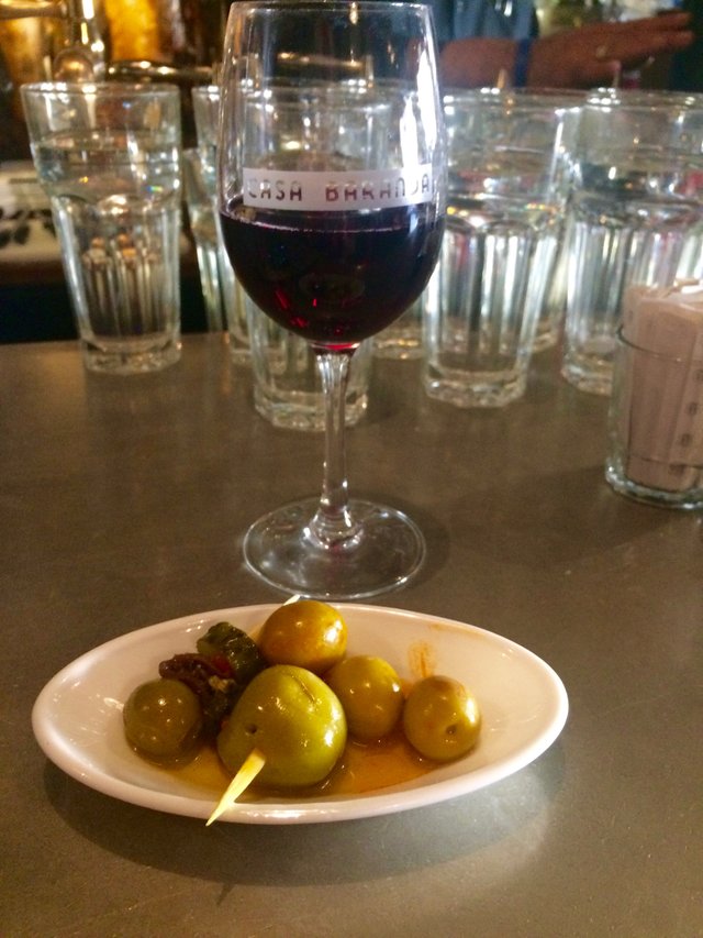 2 Good red wine and great olives at Casa Baranda.jpg
