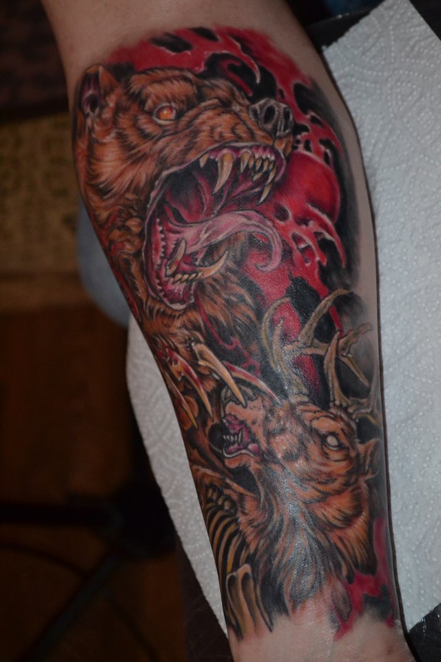 Bear And Deer New School Neo Traditional My New Tattoo Work