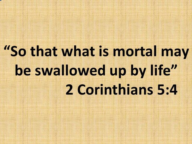 The spiritual life with God. So that what is mortal may be swallowed up by life. 2 Corinthians 5,4.jpg