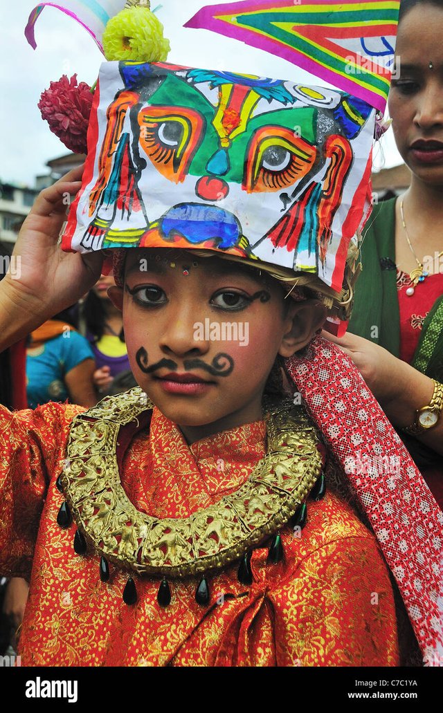 on-the-day-of-gai-jatra-festival-in-august-at-durbar-square-C7C1YA.jpg