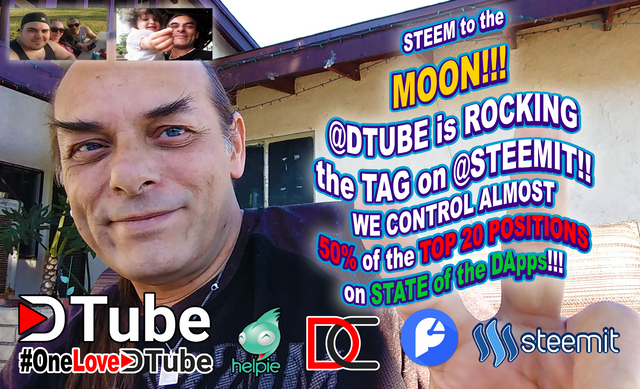 #STEEM to the MOON - We Control Almost 50% of the State of the #DApps Top 20 Positions - @dtube is Rocking the TAG on @steemit - You Guys are Rocking the Awareness!!!.png