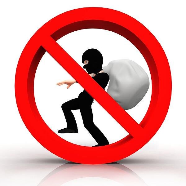 3D sign of no burglar allowed - isolated over a white background.jpeg