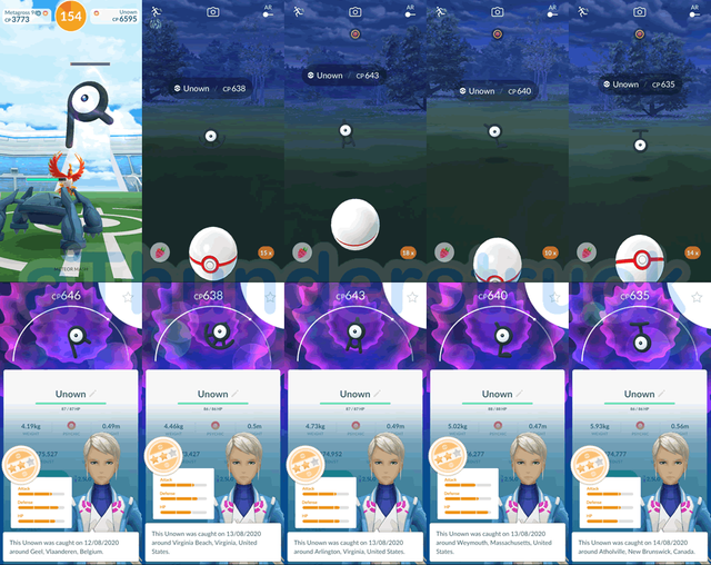 Catching All Shiny Unown (U, L, T, R, A) in Pokémon Go Enigma Week