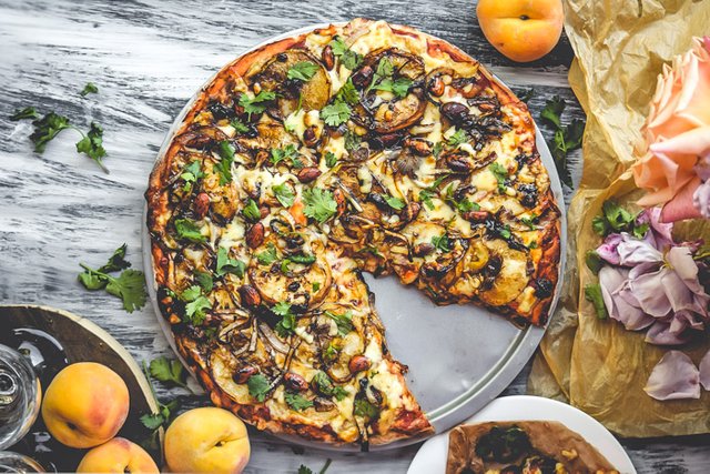 Balsamic Roasted Peach, Almond, & Cilantro Pizza (Vegan)-3.jpg