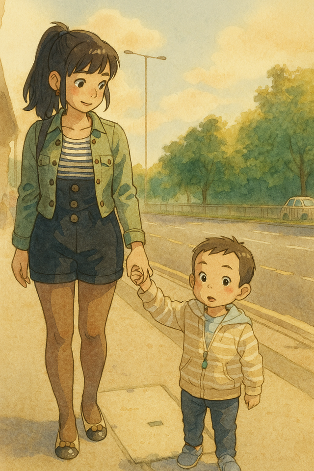 Mum and Son on a Stroll.png