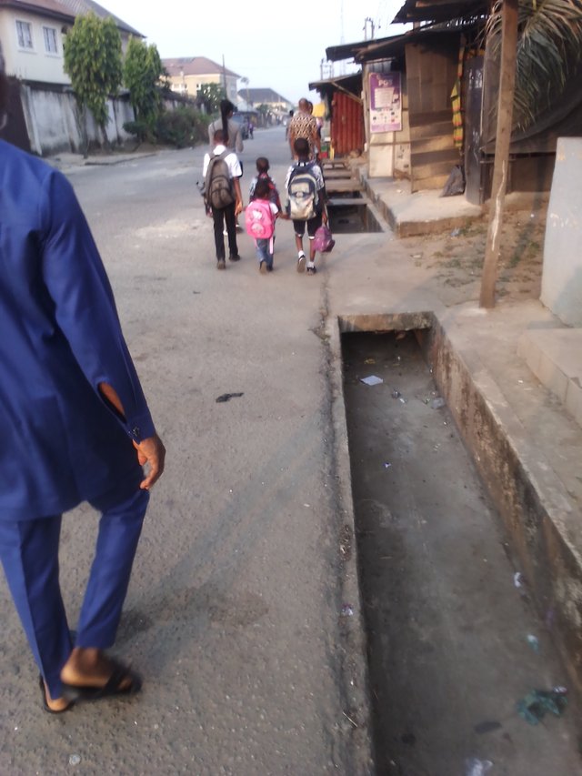 school children on their way to school