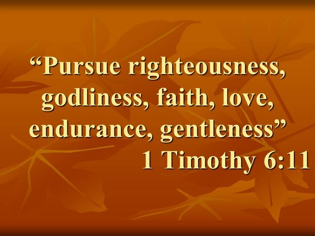 God's word for today. Pursue righteousness, godliness, faith, love, endurance, gentleness.jpg