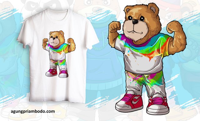 Custom T-Shirt Design or Illustration in Cartoon Style-full color bear-fiverr-agungpriambodo.com.JPG