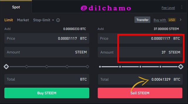 1- sell steem to btc pair. Then receive 0.00041329 BTC.jpg